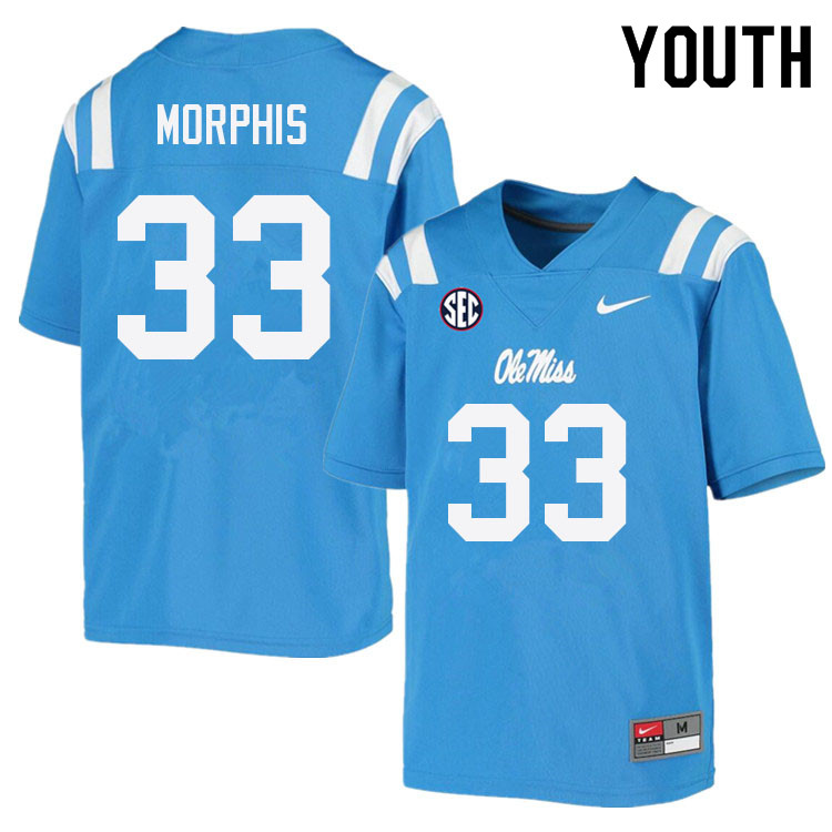 Youth #33 Austin Morphis Ole Miss Rebels College Football Jerseys Sale-Power Blue - Click Image to Close